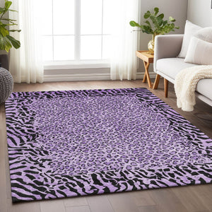 HomeRoots 5' Eye-Catching Purple Animal Print Area Rug - Durable, Washable, Indoor/Outdoor Versatility for Any Space 8' X 10' 607665