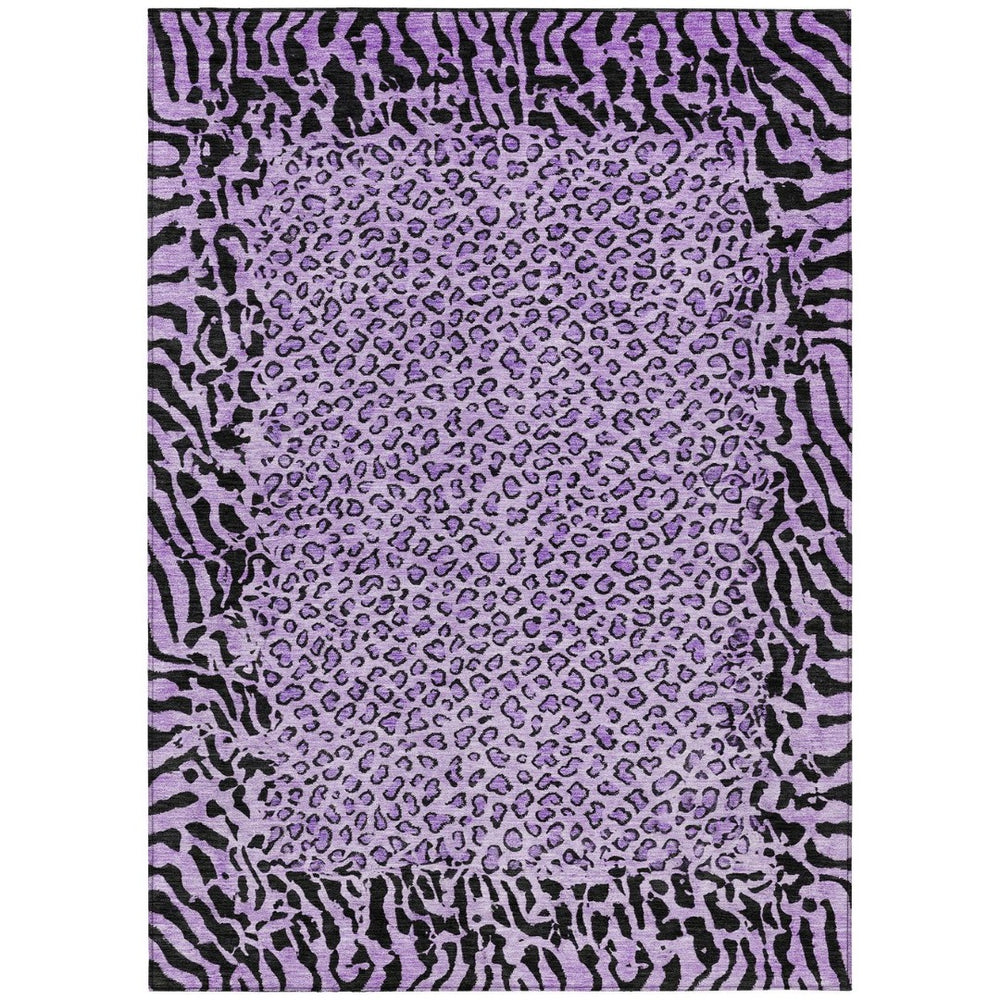 HomeRoots 9' X 12' Washable Purple Animal Print Area Rug - Bold, Durable, and Versatile for Indoor & Outdoor Use 607666