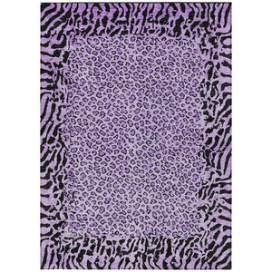 HomeRoots 5' Eye-Catching Purple Animal Print Area Rug - Durable, Washable, Indoor/Outdoor Versatility for Any Space 10' X 14' 607667