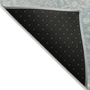 HomeRoots 5' Aqua Damask Indoor Outdoor Area Rug - Stylish, Durable, Washable, Perfect for Any Space! 5' X 8' 607675