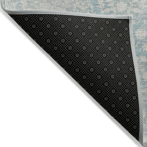 HomeRoots 5' Aqua Damask Indoor Outdoor Area Rug - Stylish, Durable, Washable, Perfect for Any Space! 5' X 8' 607675