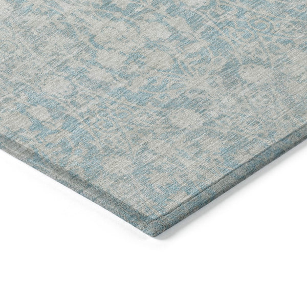 HomeRoots 5' Aqua Damask Indoor Outdoor Area Rug - Stylish, Durable, Washable, Perfect for Any Space! 8' Round 607676