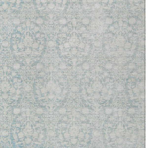 HomeRoots 5' Aqua Damask Indoor Outdoor Area Rug - Stylish, Durable, Washable, Perfect for Any Space! 8' X 10' 607677