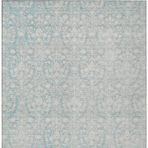 HomeRoots 5' Aqua Damask Indoor Outdoor Area Rug - Stylish, Durable, Washable, Perfect for Any Space! 9' X 12' 607678