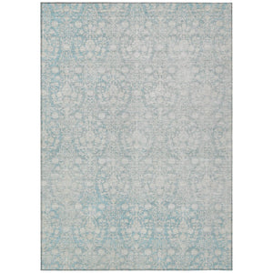 HomeRoots 5' Aqua Damask Indoor Outdoor Area Rug - Stylish, Durable, Washable, Perfect for Any Space! 9' X 12' 607678