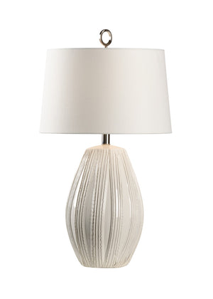 Wildwood Borghese Ivory Ceramic Lamp With Raised Ridged Texture, 28.5" Sculptural Accent For Warm Ambient Light 60768
