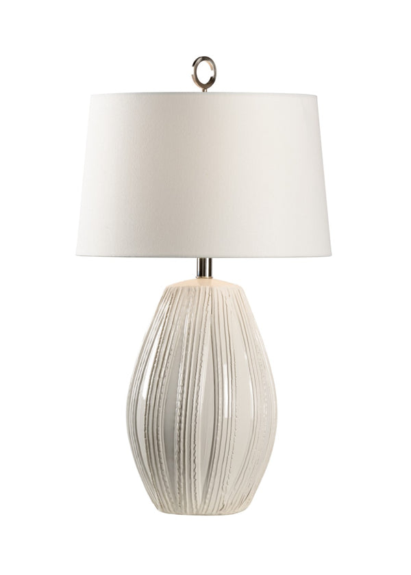Wildwood Borghese Ivory Ceramic Lamp With Raised Ridged Texture, 28.5" Sculptural Accent For Warm Ambient Light 60768