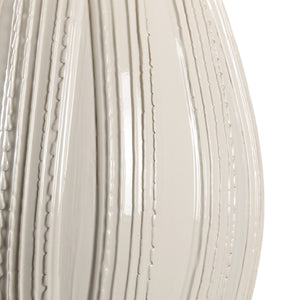Wildwood Borghese Ivory Ceramic Lamp With Raised Ridged Texture, 28.5" Sculptural Accent For Warm Ambient Light 60768