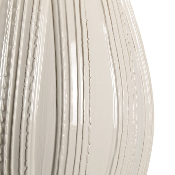 Wildwood Borghese Ivory Ceramic Lamp With Raised Ridged Texture, 28.5" Sculptural Accent For Warm Ambient Light 60768
