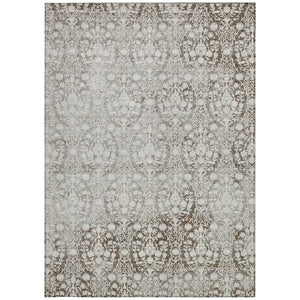 HomeRoots 5' Chocolate Damask Area Rug - Elegant Washable Indoor/Outdoor Rug for High-Traffic Spaces 8' X 10' 607689