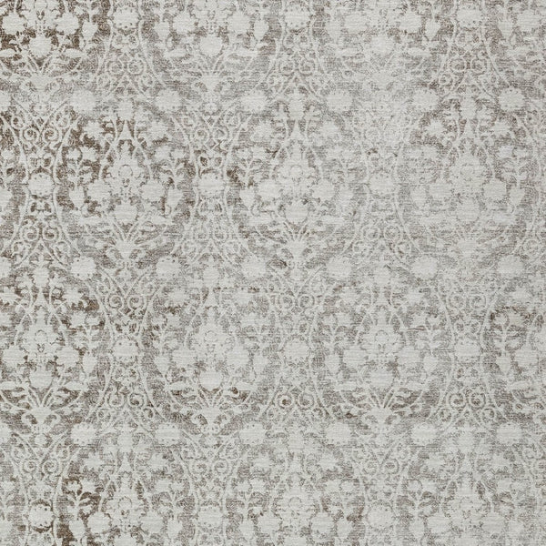 HomeRoots 5' Chocolate Damask Area Rug - Elegant Washable Indoor/Outdoor Rug for High-Traffic Spaces 9' X 12' 607690