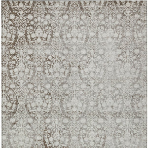 HomeRoots 5' Chocolate Damask Area Rug - Elegant Washable Indoor/Outdoor Rug for High-Traffic Spaces 10' X 14' 607691