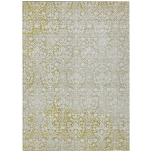 HomeRoots 5' Gold Damask Area Rug – Elegant, Durable, Machine Washable Design for Indoor and Outdoor Spaces 5' X 8' 607699