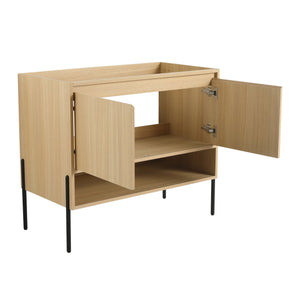English Elm 36" Freestanding Bathroom Vanity Cabinet, 2 Soft-Close Doors, KD Packing, No Sink Included, Modern Storage Solution W1972P199461