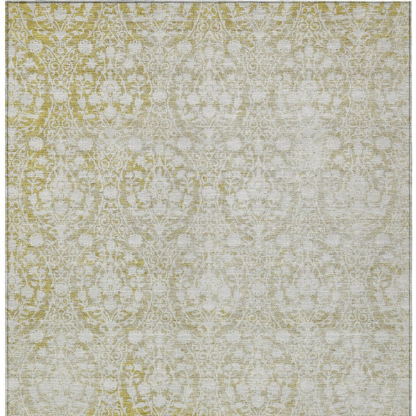 HomeRoots 5' Gold Damask Area Rug – Elegant, Durable, Machine Washable Design for Indoor and Outdoor Spaces 8' X 10' 607701