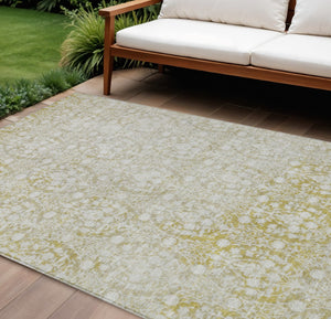 HomeRoots 5' Gold Damask Area Rug – Elegant, Durable, Machine Washable Design for Indoor and Outdoor Spaces 8' X 10' 607701