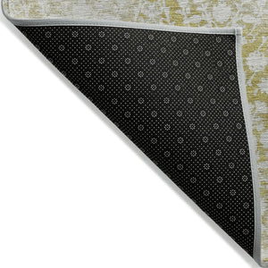 HomeRoots 5' Gold Damask Area Rug – Elegant, Durable, Machine Washable Design for Indoor and Outdoor Spaces 9' X 12' 607702