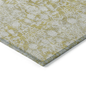 HomeRoots 5' Gold Damask Area Rug – Elegant, Durable, Machine Washable Design for Indoor and Outdoor Spaces 9' X 12' 607702