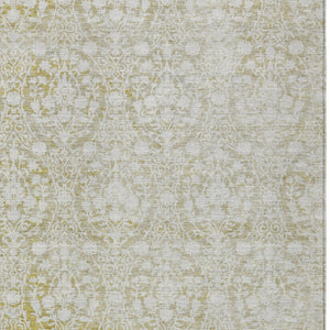 HomeRoots 5' Gold Damask Area Rug – Elegant, Durable, Machine Washable Design for Indoor and Outdoor Spaces 9' X 12' 607702