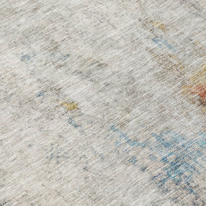 HomeRoots 5' Teal Blue Abstract Area Rug - Washable Indoor/Outdoor Design for High-Traffic Spaces and Style 8' Round 607730