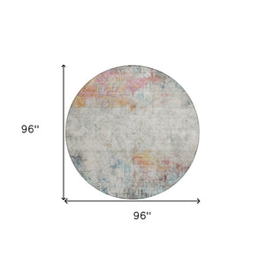 HomeRoots 5' Teal Blue Abstract Area Rug - Washable Indoor/Outdoor Design for High-Traffic Spaces and Style 8' Round 607730