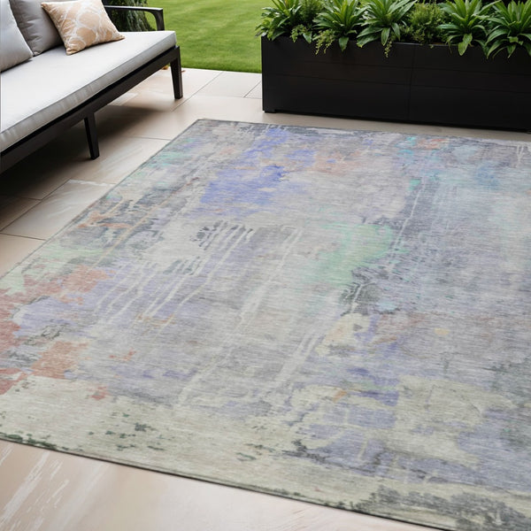 HomeRoots 5' Vibrant Purple Abstract Area Rug - Durable, Washable, Indoor/Outdoor Design for Stylish Living Spaces 5' X 8' 607747