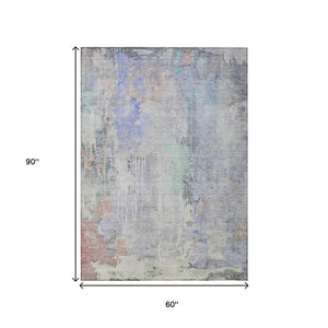 HomeRoots 5' Vibrant Purple Abstract Area Rug - Durable, Washable, Indoor/Outdoor Design for Stylish Living Spaces 5' X 8' 607747