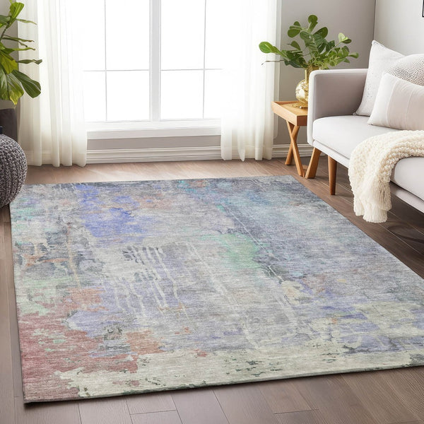 HomeRoots 5' Vibrant Purple Abstract Area Rug - Durable, Washable, Indoor/Outdoor Design for Stylish Living Spaces 5' X 8' 607747