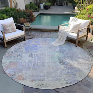 HomeRoots 5' Vibrant Purple Abstract Area Rug - Durable, Washable, Indoor/Outdoor Design for Stylish Living Spaces 8' Round 607748