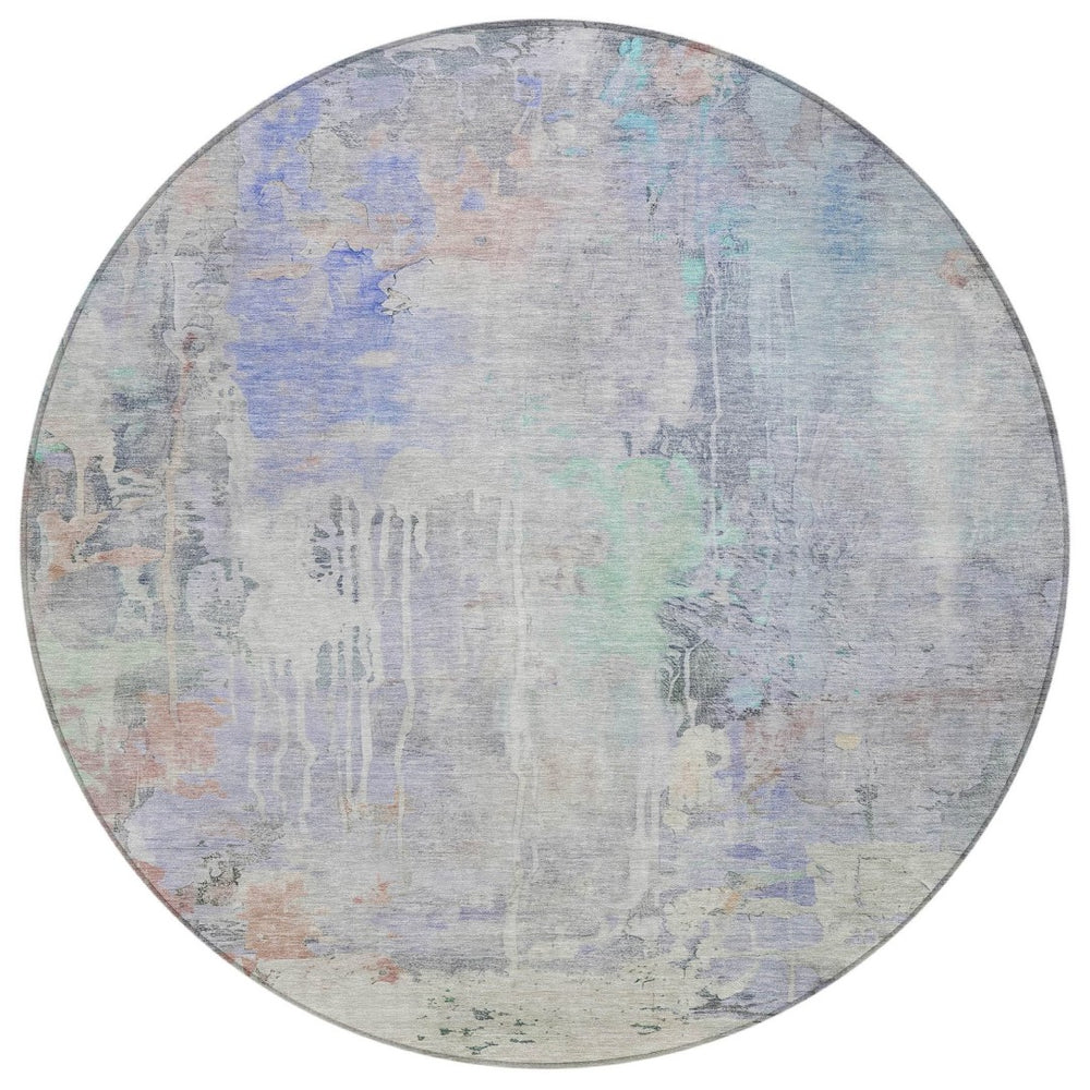 HomeRoots 5' Vibrant Purple Abstract Area Rug - Durable, Washable, Indoor/Outdoor Design for Stylish Living Spaces 8' Round 607748