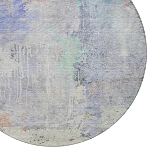 HomeRoots 5' Vibrant Purple Abstract Area Rug - Durable, Washable, Indoor/Outdoor Design for Stylish Living Spaces 8' Round 607748