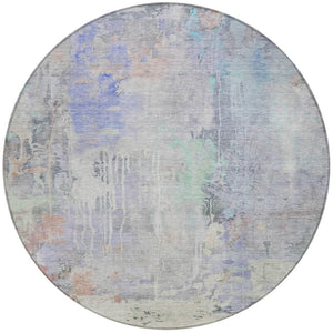 HomeRoots 5' Vibrant Purple Abstract Area Rug - Durable, Washable, Indoor/Outdoor Design for Stylish Living Spaces 8' Round 607748