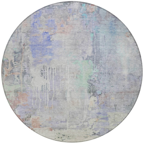 HomeRoots 5' Vibrant Purple Abstract Area Rug - Durable, Washable, Indoor/Outdoor Design for Stylish Living Spaces 8' Round 607748