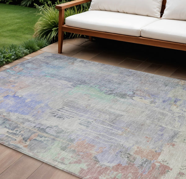 HomeRoots 5' Vibrant Purple Abstract Area Rug - Durable, Washable, Indoor/Outdoor Design for Stylish Living Spaces 10' X 14' 607751