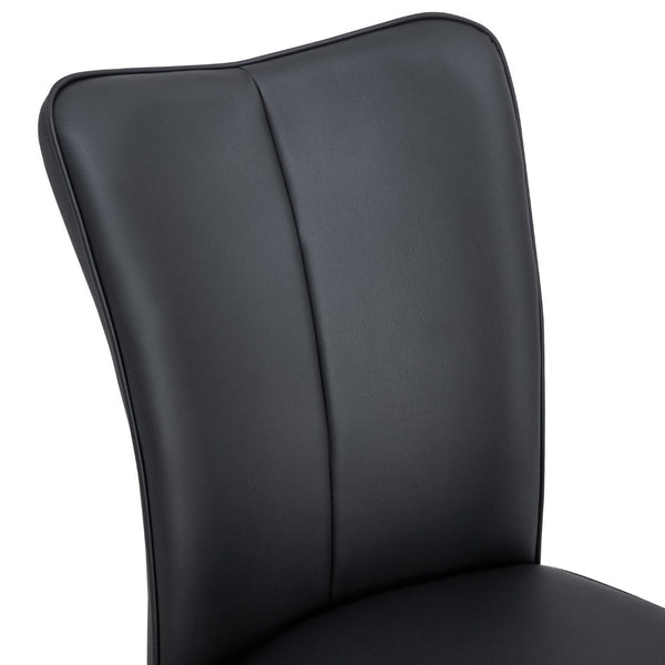 English Elm Modern Pu Leather Dining Chair Set of Six with Curved Back and Polished Metal Legs Black+Silver W1151P370777