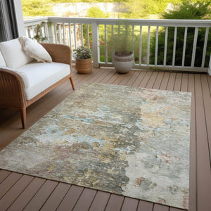 HomeRoots 5' Versatile Brown Abstract Area Rug – Durable, Washable Indoor/Outdoor Design for Modern Spaces 5' X 8' 607771