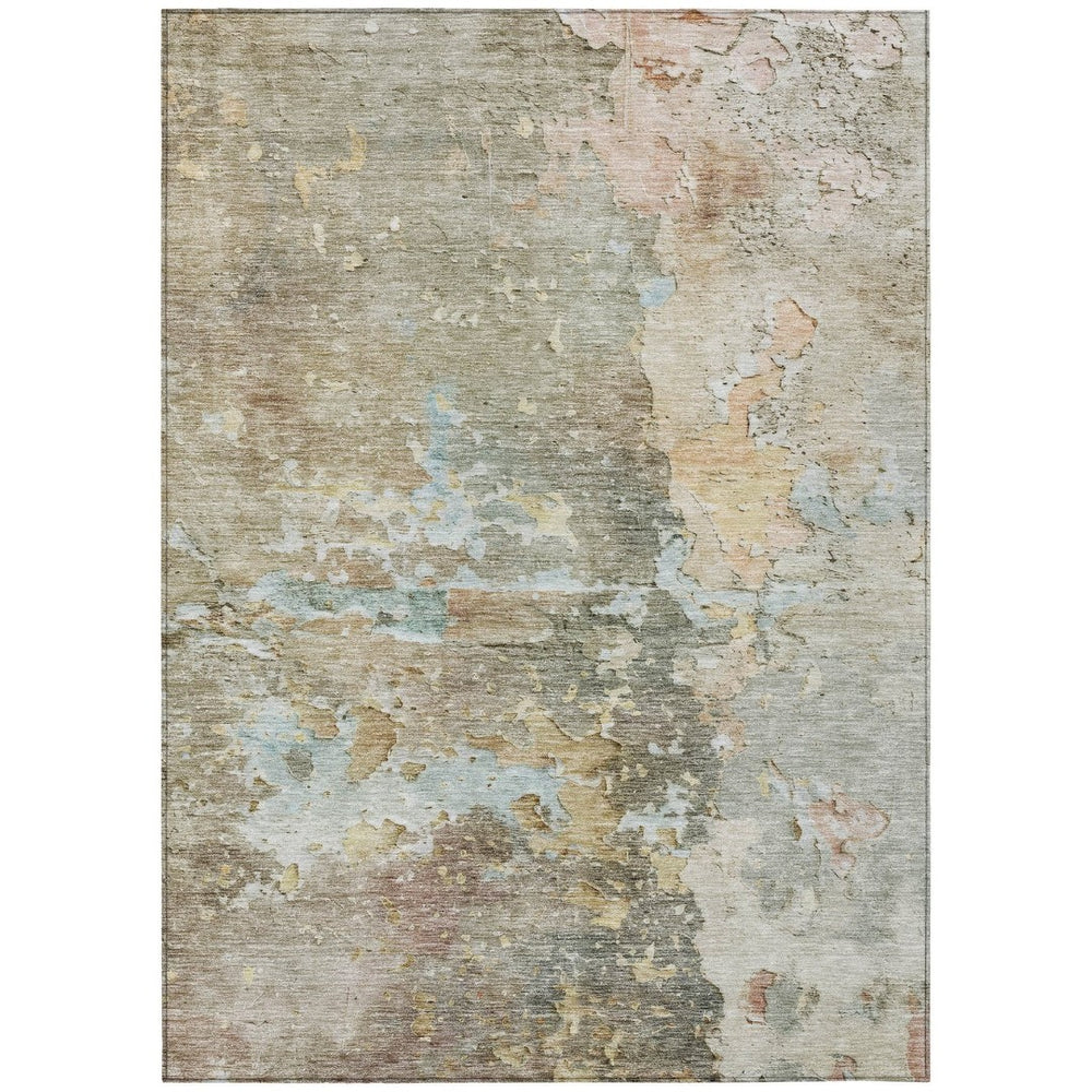 HomeRoots 5' Versatile Brown Abstract Area Rug – Durable, Washable Indoor/Outdoor Design for Modern Spaces 5' X 8' 607771