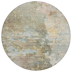 HomeRoots 5' Versatile Brown Abstract Area Rug – Durable, Washable Indoor/Outdoor Design for Modern Spaces 8' Round 607772