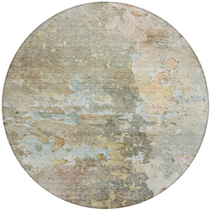 HomeRoots 5' Versatile Brown Abstract Area Rug – Durable, Washable Indoor/Outdoor Design for Modern Spaces 8' Round 607772