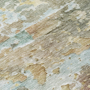 HomeRoots 5' Versatile Brown Abstract Area Rug – Durable, Washable Indoor/Outdoor Design for Modern Spaces 8' Round 607772