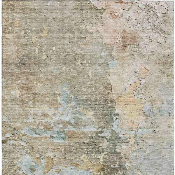 HomeRoots 5' Versatile Brown Abstract Area Rug – Durable, Washable Indoor/Outdoor Design for Modern Spaces 8' X 10' 607773