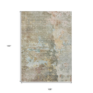 HomeRoots 5' Versatile Brown Abstract Area Rug – Durable, Washable Indoor/Outdoor Design for Modern Spaces 9' X 12' 607774
