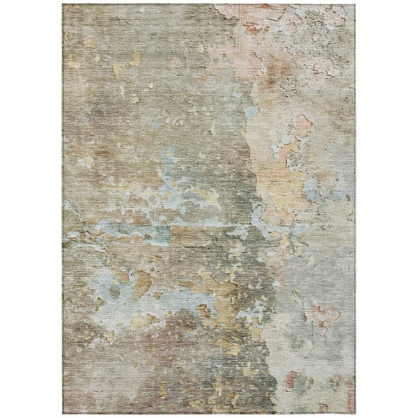 HomeRoots 5' Versatile Brown Abstract Area Rug – Durable, Washable Indoor/Outdoor Design for Modern Spaces 9' X 12' 607774