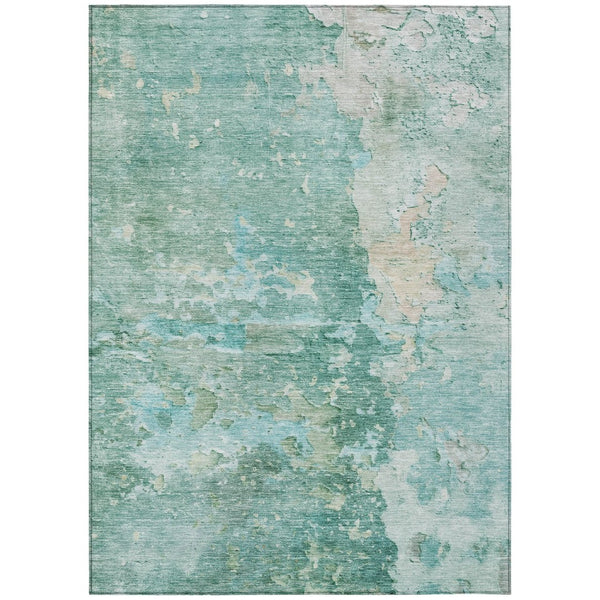 HomeRoots 5' Emerald Abstract Area Rug - Durable, Washable, Chic Design for Indoor and Outdoor Spaces 5' X 8' 607783