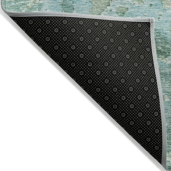 HomeRoots 5' Emerald Abstract Area Rug - Durable, Washable, Chic Design for Indoor and Outdoor Spaces 5' X 8' 607783