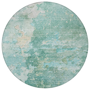 HomeRoots 5' Emerald Abstract Area Rug - Durable, Washable, Chic Design for Indoor and Outdoor Spaces 8' Round 607784