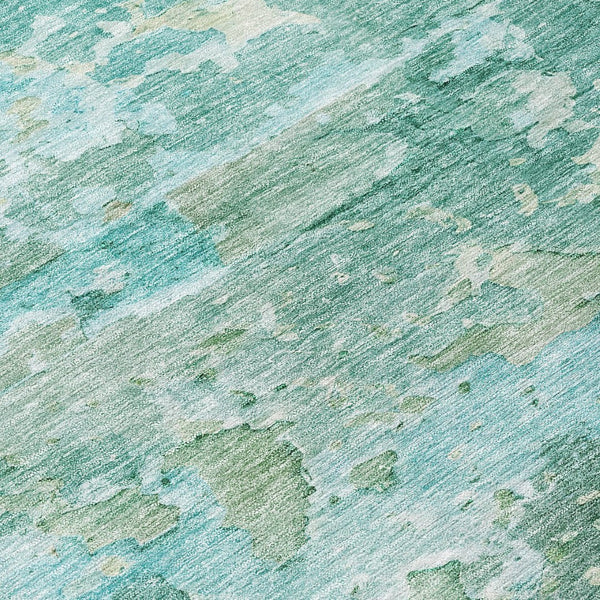 HomeRoots 5' Emerald Abstract Area Rug - Durable, Washable, Chic Design for Indoor and Outdoor Spaces 8' Round 607784