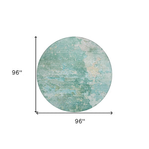 HomeRoots 5' Emerald Abstract Area Rug - Durable, Washable, Chic Design for Indoor and Outdoor Spaces 8' Round 607784