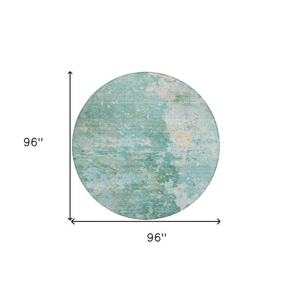 HomeRoots 5' Emerald Abstract Area Rug - Durable, Washable, Chic Design for Indoor and Outdoor Spaces 8' Round 607784