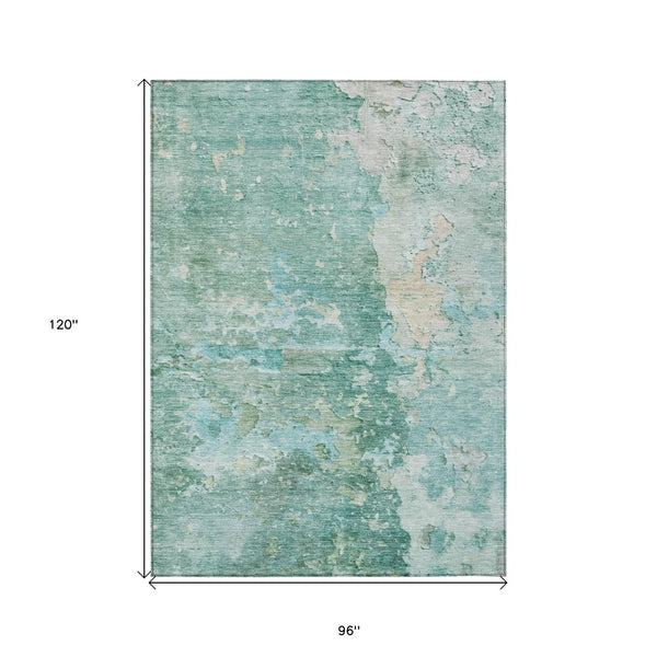 HomeRoots 5' Emerald Abstract Area Rug - Durable, Washable, Chic Design for Indoor and Outdoor Spaces 8' X 10' 607785